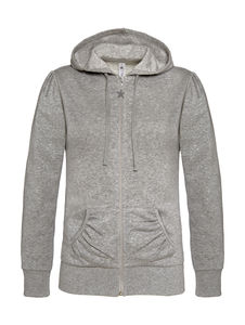 Sweat-shirt femme zippé capuche personnalisé | Wonder women Hooded Zip Sweat Heather Grey