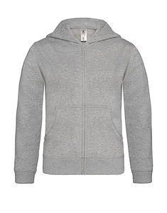 Sweatshirt personnalisé enfant manches longues avec capuche | Hooded Full Zip kids Sweat Heather Grey