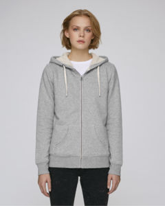 Sweat-shirt zippé capuche femme doublé en sherpa | Stella Travels Sherpa Heather Grey