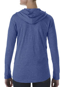 T-shirt publicitaire femme manches longues avec capuche | Womens` Tri-Blend Full Zip Hooded Jacket  Heather Blue