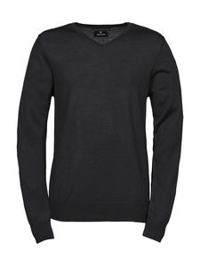 Sweatshirt publicitaire homme manches longues cintré col en v | Vadum Black