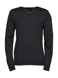 Sweatshirt publicitaire homme manches longues cintré col en v | Vadum Dark Grey