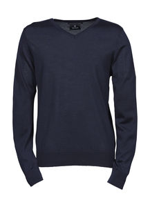 Sweatshirt publicitaire homme manches longues cintré col en v | Vadum Navy