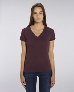 T-shirt col V femme  | Stella Evoker Heather Grape Red