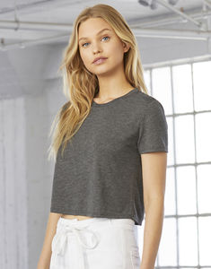 T-shirt flowy crop publicitaire | Lambda Dark Grey Heather