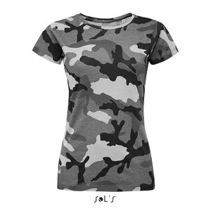 Tee-shirt personnalisé femme col rond | Camo Women Camo gris