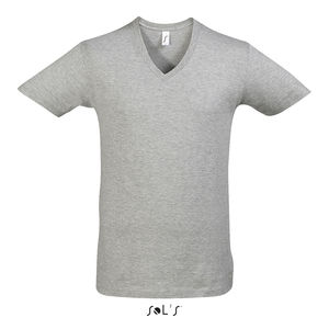 Tee-shirt publicitaire homme col V profond | Master Gris chiné