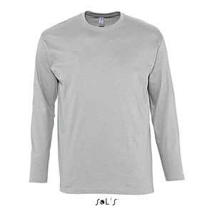 Tee-shirt personnalisé homme col rond manches longues | Monarch Gris chiné