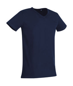 T-shirt publicitaire homme manches courtes col en v | Ben V-neck Marina Blue