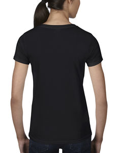 T-shirt publicitaire femme petites manches col en v | Women`s Fashion Basic V-Neck Black