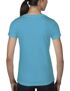 T-shirt publicitaire femme petites manches col en v | Women`s Fashion Basic V-Neck Caribbean Blue