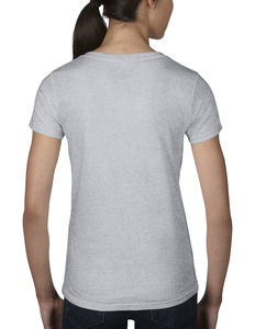 T-shirt publicitaire femme petites manches col en v | Women`s Fashion Basic V-Neck Heather Grey