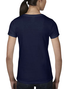 T-shirt publicitaire femme petites manches col en v | Women`s Fashion Basic V-Neck Navy