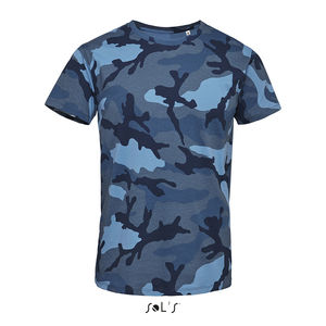 Tee-shirt personnalisé homme col rond | Camo Men Camo bleu