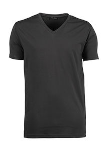 T-shirt publicitaire homme manches courtes col en v | Glesborg Dark Grey