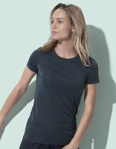 T-shirt publicitaire femme manches courtes avec détails réfléchissants | Active Sports-T Women Granite Grey