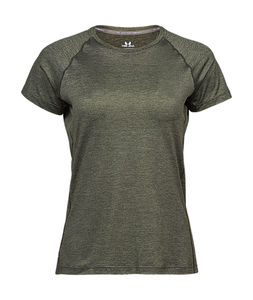 T-shirt publicitaire femme manches courtes raglan | Ansager Olive Melange