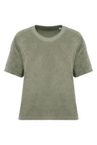 T-shirt personnalisé coton bio en éponge femme  Almond green
