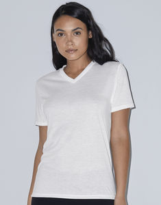 T-shirt personnalisé femme manches courtes col en v | Hutcherson White