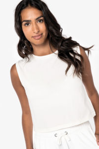 T-shirt personnalisé GOTS  crop sans manche femme