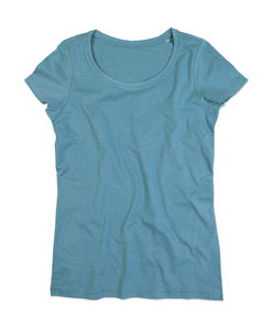 T-shirt publicitaire femme manches courtes | Lisa Crew Neck Women Aqua Heather