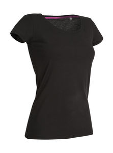 T-shirt personnalisé femme manches courtes cintré | Claire Crew Neck Black Opal