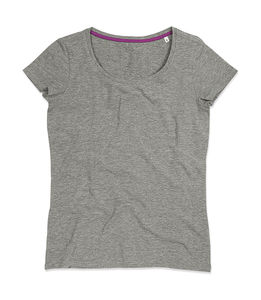 T-shirt personnalisé femme manches courtes cintré | Claire Crew Neck Grey Heather