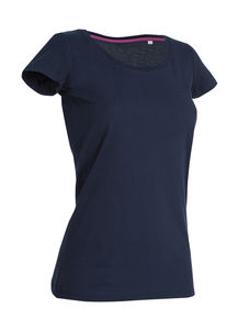 T-shirt personnalisé femme manches courtes cintré | Claire Crew Neck Marina Blue