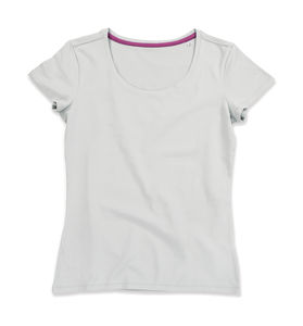 T-shirt personnalisé femme manches courtes cintré | Claire Crew Neck Powder Grey