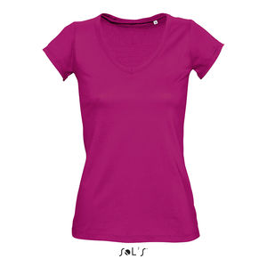 Tee-shirt publicitaire femme col V | Mild Fuchsia