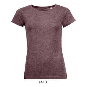 Tee-shirt publicitaire femme col rond | Mixed Women Bordeaux chiné