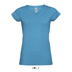 Tee-shirt publicitaire femme col V | Moon Aqua