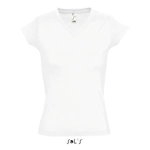Tee-shirt publicitaire femme col V | Moon Blanc