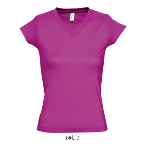 Tee-shirt publicitaire femme col V | Moon Fuchsia