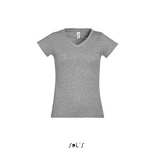 Tee-shirt publicitaire femme col V | Moon Gris chiné
