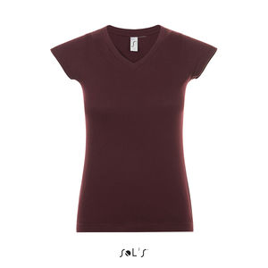 Tee-shirt publicitaire femme col V | Moon Oxblood