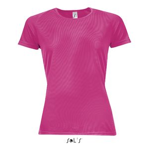 Tee-shirt publicitaire femme manches raglan | Sporty Women Rose fluo