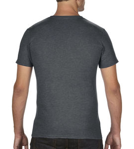 T-shirt publicitaire homme manches courtes cintré col en v | Adult Tri-Blend V-Neck Heather Dark Grey