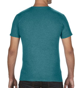 T-shirt publicitaire homme manches courtes cintré col en v | Adult Tri-Blend V-Neck Heather Galapagos Blue