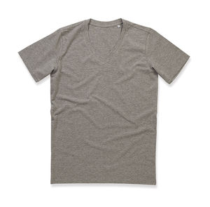 T-shirt publicitaire homme manches courtes col en v cintré | Dean Deep V-neck Grey Heather