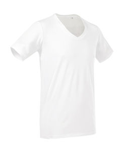 T-shirt publicitaire homme manches courtes col en v cintré | Dean Deep V-neck White