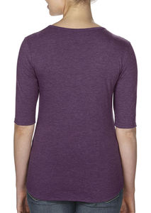 T-shirt personnalisé femme manches courtes cintré | Women`s Tri-Blend Deep Scoop 1/2 Sleeve Heather Aubergine