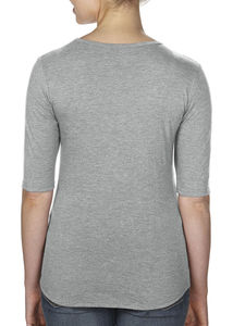 T-shirt personnalisé femme manches courtes cintré | Women`s Tri-Blend Deep Scoop 1/2 Sleeve Heather Grey
