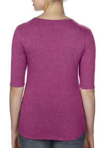 T-shirt personnalisé femme manches courtes cintré | Women`s Tri-Blend Deep Scoop 1/2 Sleeve Heather Raspberry