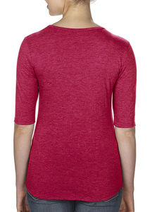 T-shirt personnalisé femme manches courtes cintré | Women`s Tri-Blend Deep Scoop 1/2 Sleeve Heather Red