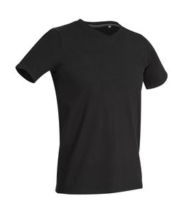 T-shirt personnalisé homme manches courtes cintré col en v | Clive V-neck Black Opal
