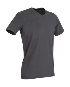 T-shirt personnalisé homme manches courtes cintré col en v | Clive V-neck Slate Grey