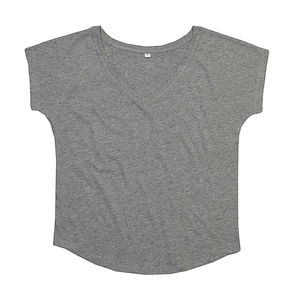 T-shirt publicitaire femme manches courtes col en v | Child Heather Grey Melange