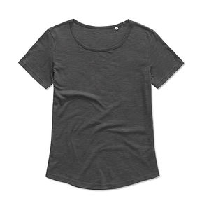 T-shirt publicitaire femme manches courtes | Women`s Organic Slub Slate Grey