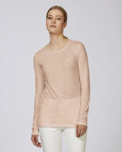 T-shirt manches longues fil flammé femme  | Stella Flatters Slub Faded Nude